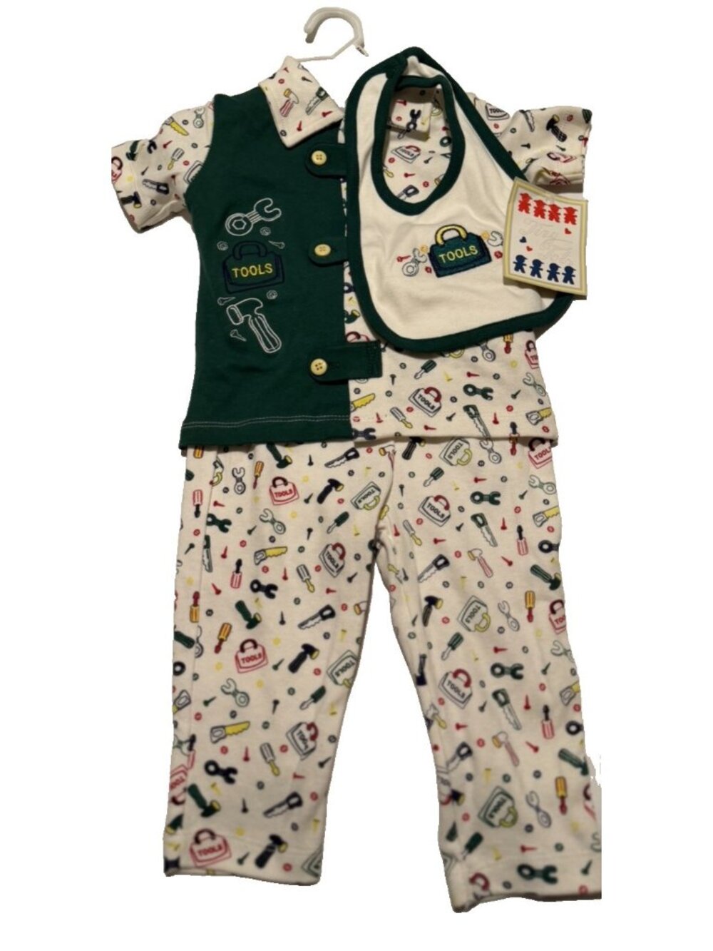 Vintage 90s y2k Tiny Tots 3 Piece Outfit Baby toddler sz 18 Months boy tools nwt